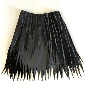 Miles Tonne Black Leather Fringe Skirt